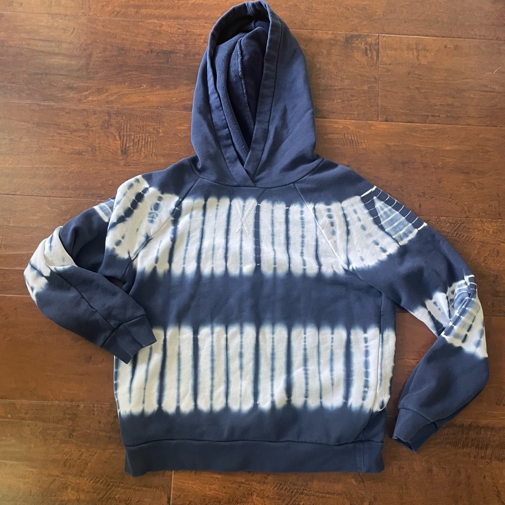 Madewell Women’s Blue and White Tie-Dye Sweatshirt Hoodie Size Small